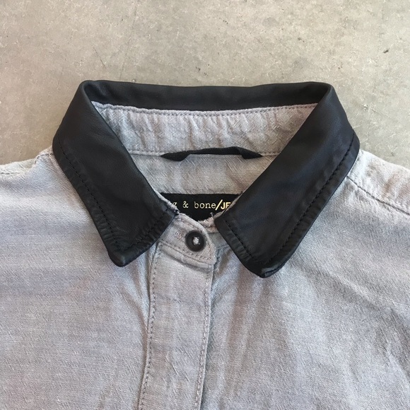 Rag & Bone The Classic Shirt with Leather Collar - Picture 4 of 10